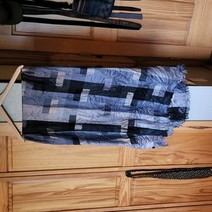 Black silver grey viscose scarf